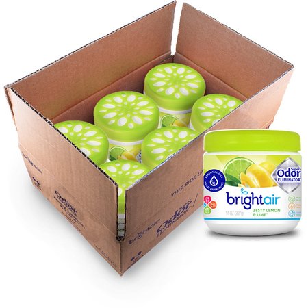 BRIGHT AIR Air Freshener/Odor Elim, Zesty Lemon/Lime, 14 oz LGY, PK 6 BRI900248CT